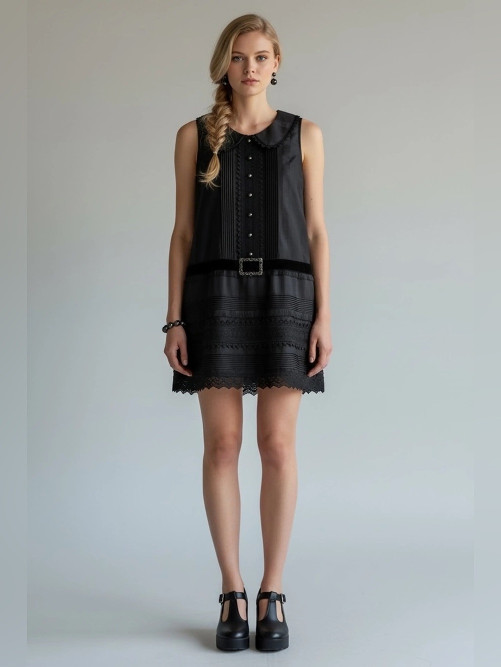 Anna Sui x Target Black Lace Mini Dress Victorian Gothic Dark Romantic
